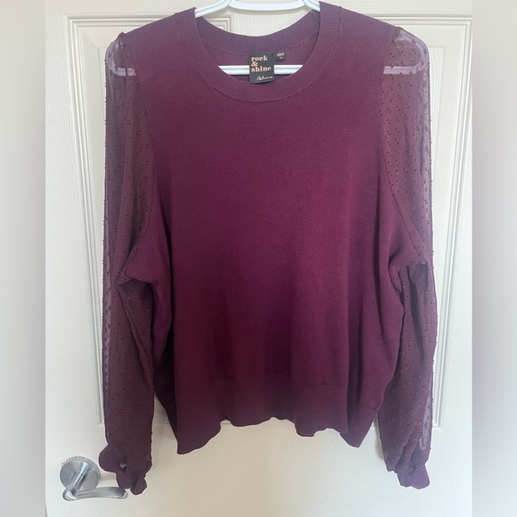 Reitman’s Purple Sheer sleeve Sweater - Picture 1 of 4